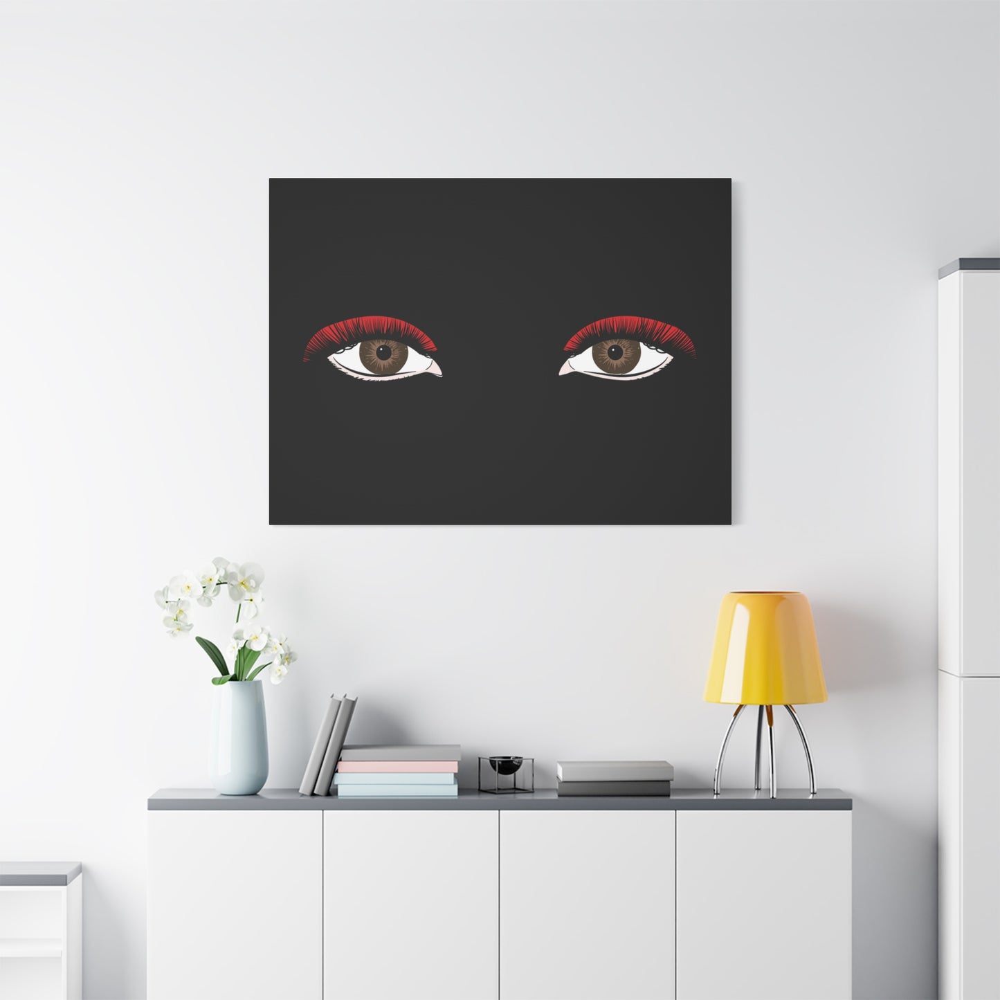 Red Lashes Wall Art Canvas — Glam Eyes Makeup Decor