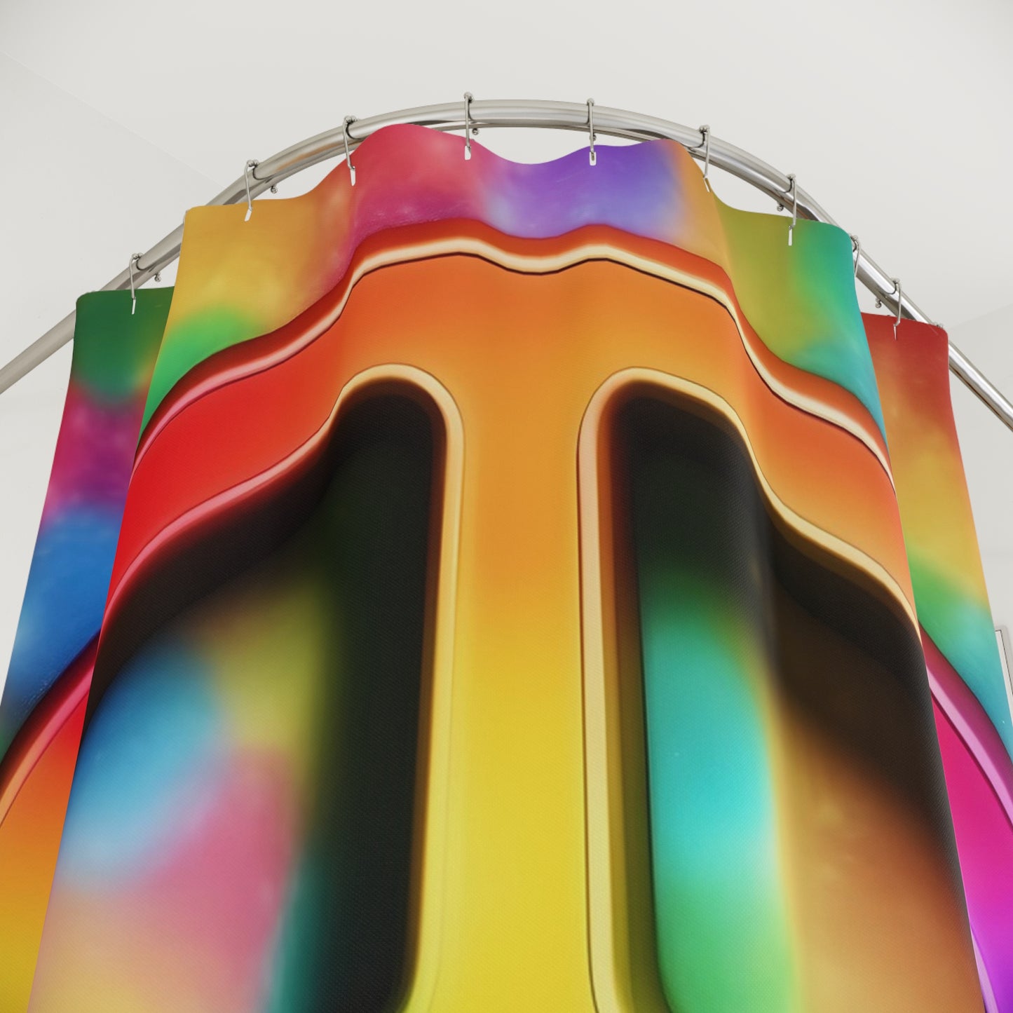 Rainbow Peace Sign Shower Curtain — Psychedelic Tie-Dye Bathroom Decor