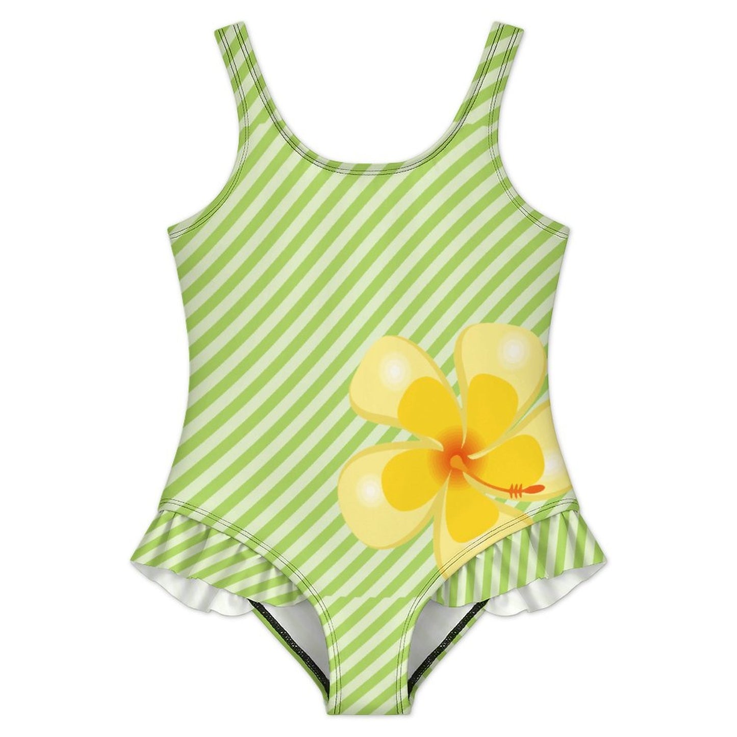 Girls Ruffle Trim One Piece Swimwear