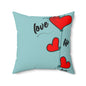 Love Heart Balloons Decorative Throw Pillow — Romantic Red Hearts on Aqua