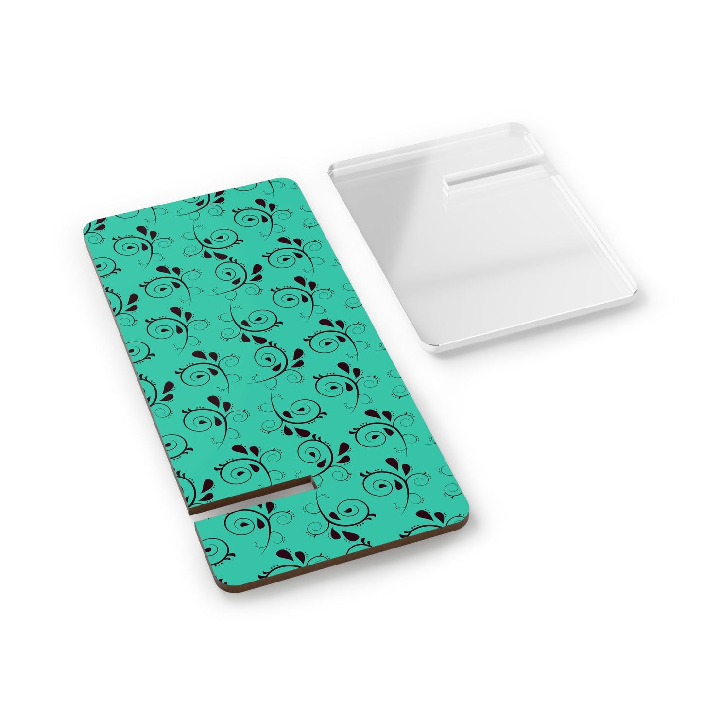 Teal Floral Smartphone Stand — Portable Mobile Display Dock