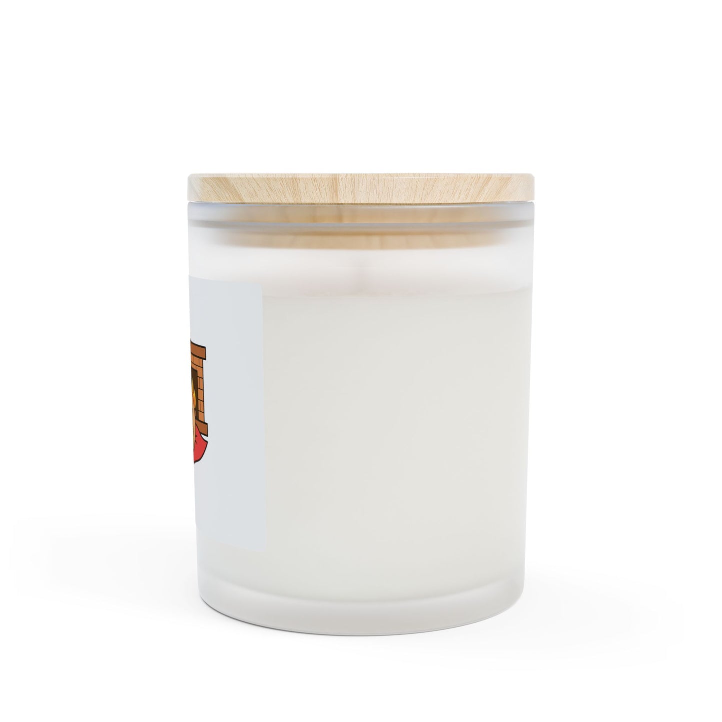 Holiday Bear Candle — 11oz Frosted Glass Christmas Scented Candle with Sleeping Teddy by Fireplace