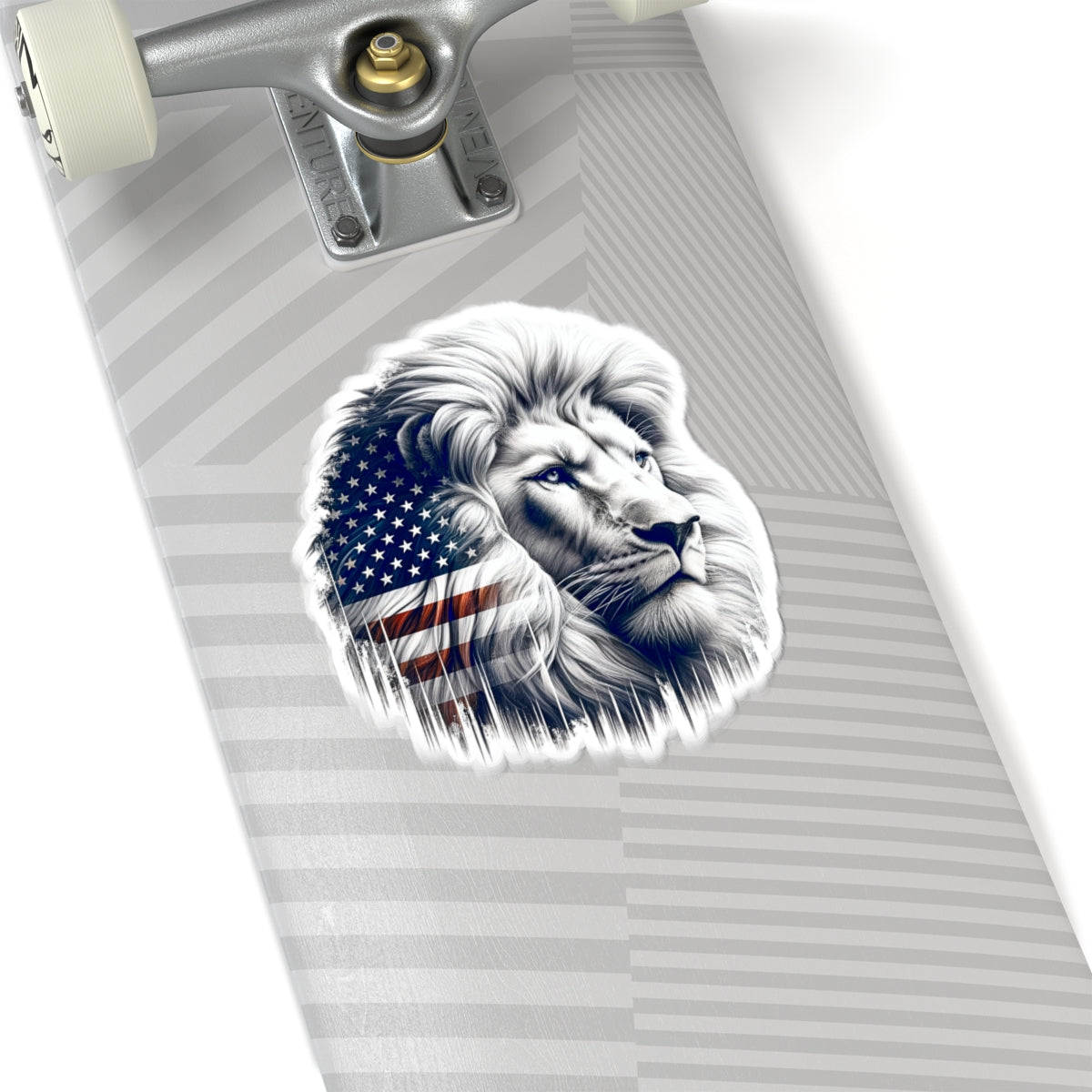 American Flag Lion Kiss-Cut Sticker — Patriotic Lion Decal for Laptop, Water Bottle, Car