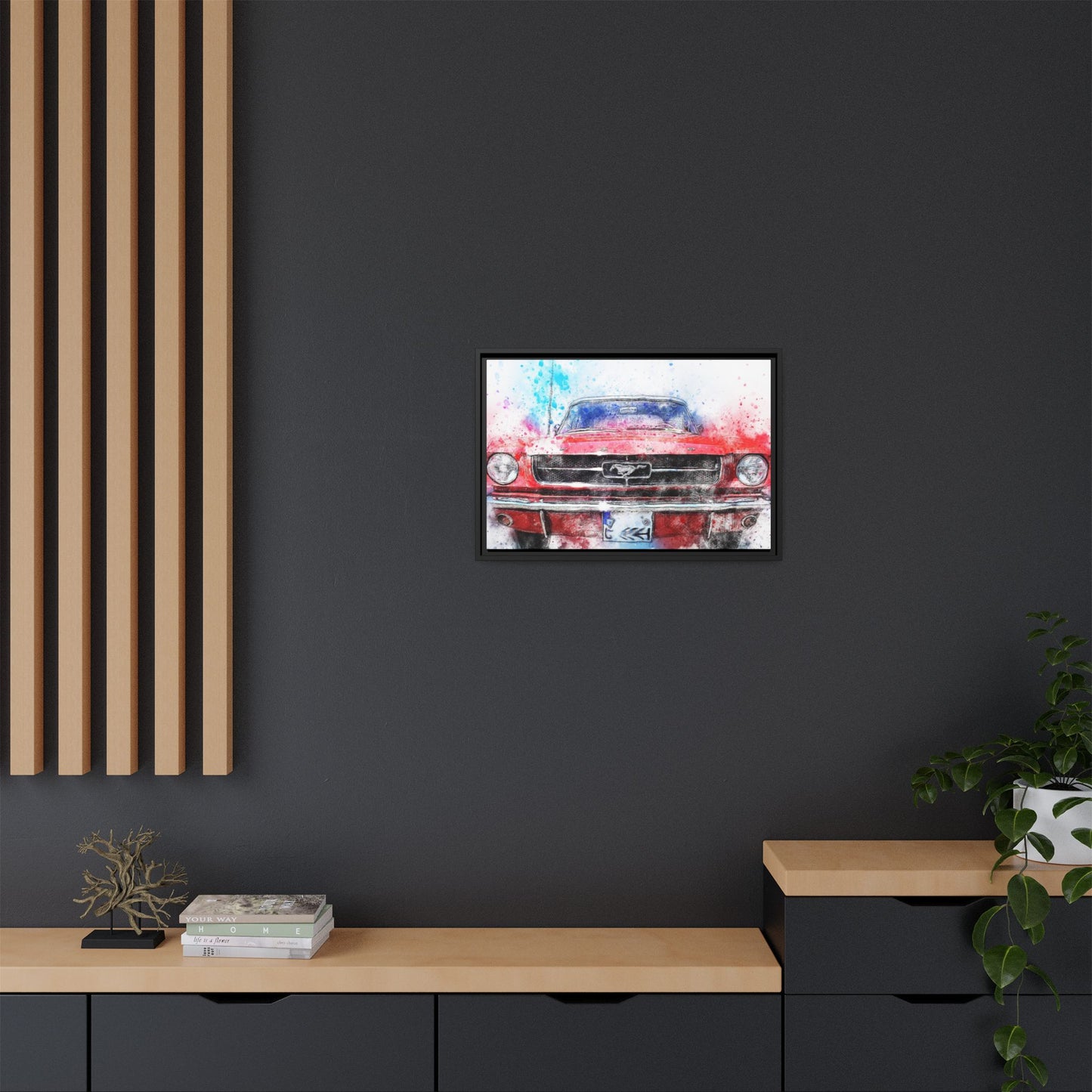 Matte Canvas, Framed Mustang Car