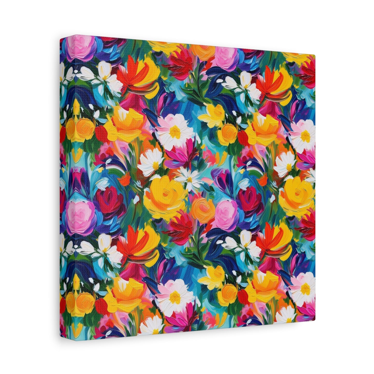 Vibrant Floral Matte Canvas Wall Art — Colorful Garden Print, Stretched 1.25"