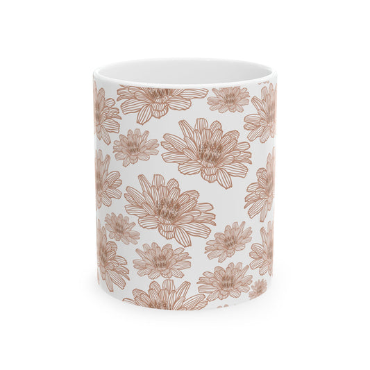 Floral Ceramic Mug - Pink Lotus Coffee Cup, Gift for Flower Lovers, Home Decor, Mother's Day, Tea Drinkers, Cozy Mornings