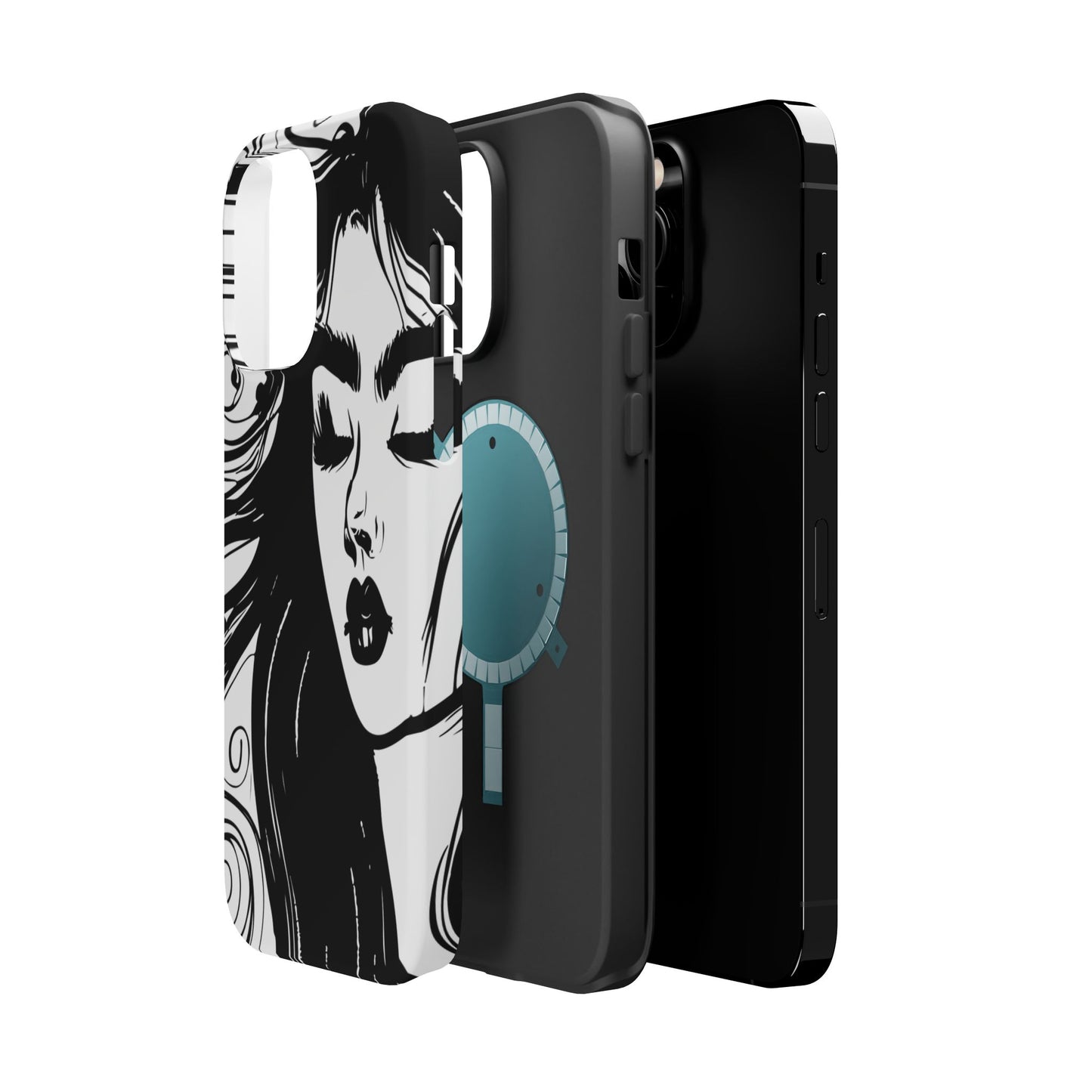 Artistic Black & White Portrait Phone Case — Magnetic Impact-Resistant