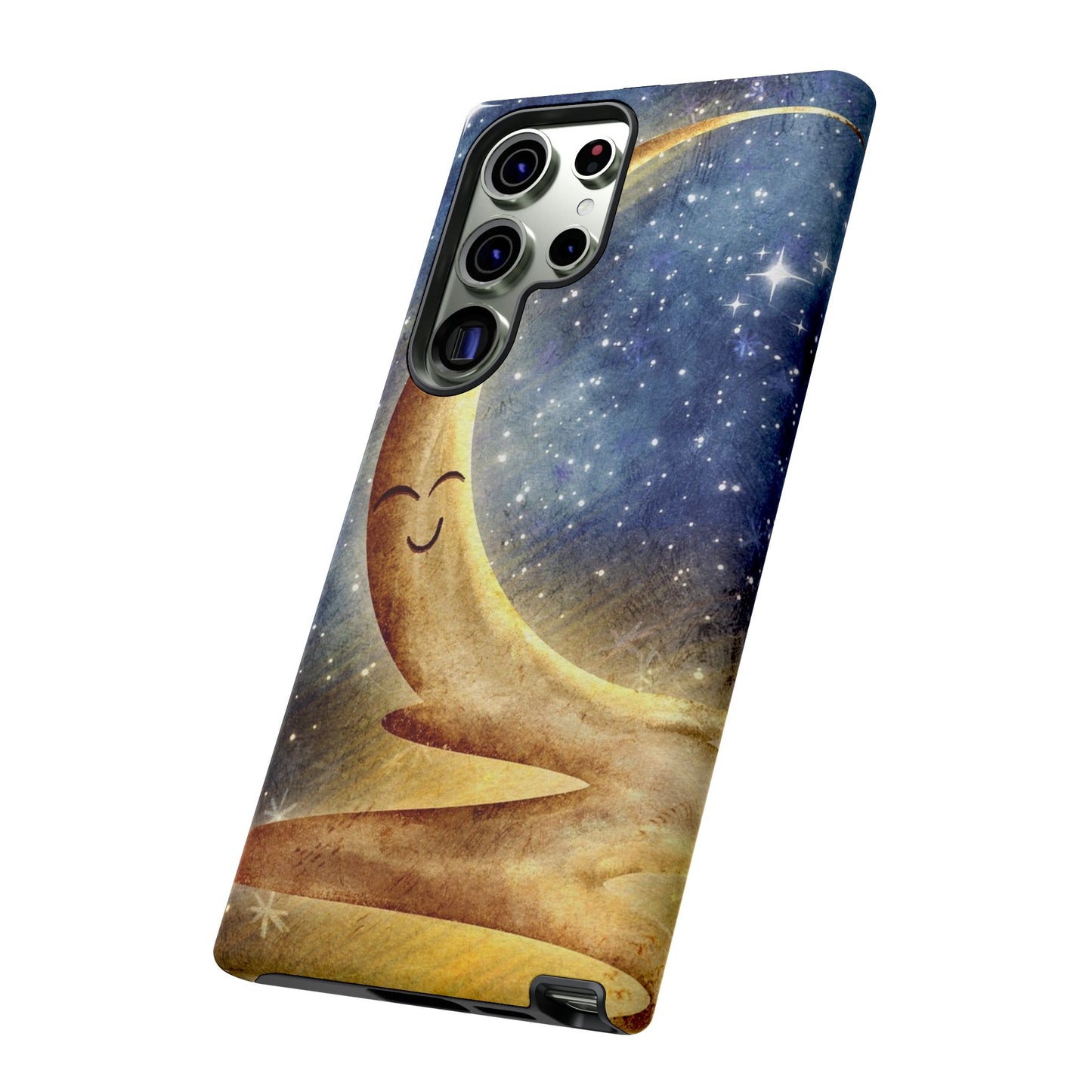 Moonlit Smile Phone Case — Starry Night Crescent Moon iPhone Cover
