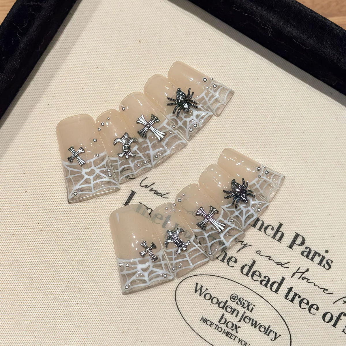 365nails: "Gothic Web" – 3D Spider & Cross Handmade Coffin Nails