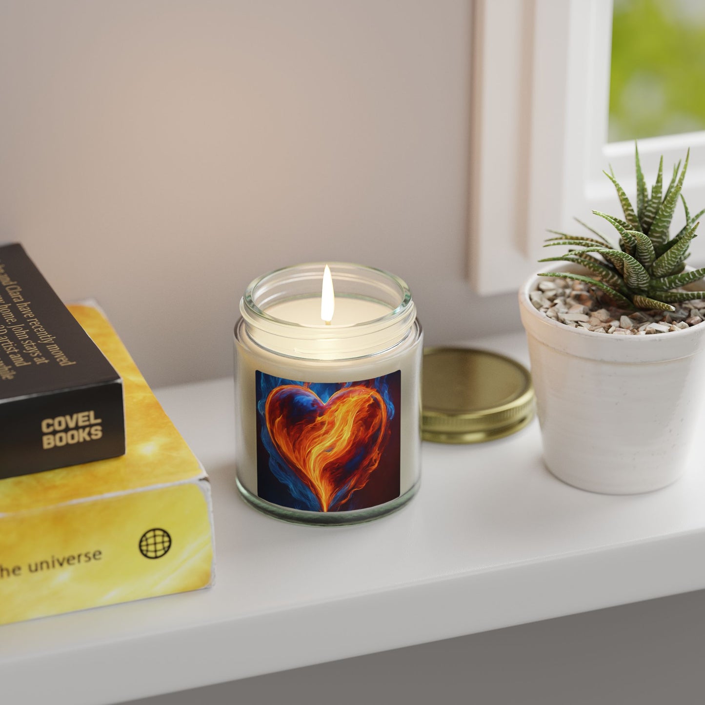Coconut Apricot Scented Candle — Fiery Heart Jar (4oz/9oz)