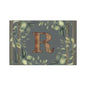 Personalized Monogram Floor Mat - Rustic Wood 'R' with Greenery Welcome Rug - Letter R