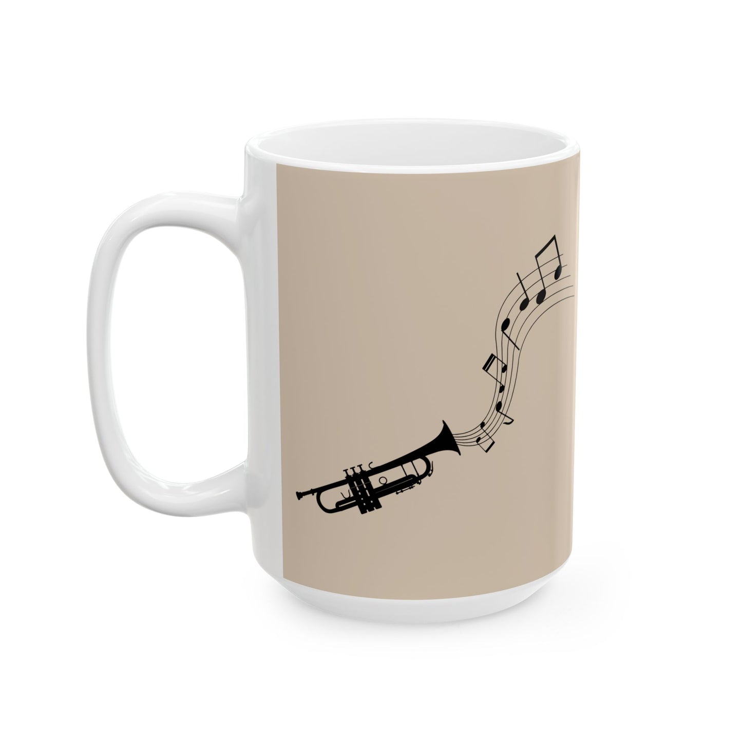 Trumpet Notes Ceramic Mug — Musical Instrument Coffee Cup (11oz/15oz)