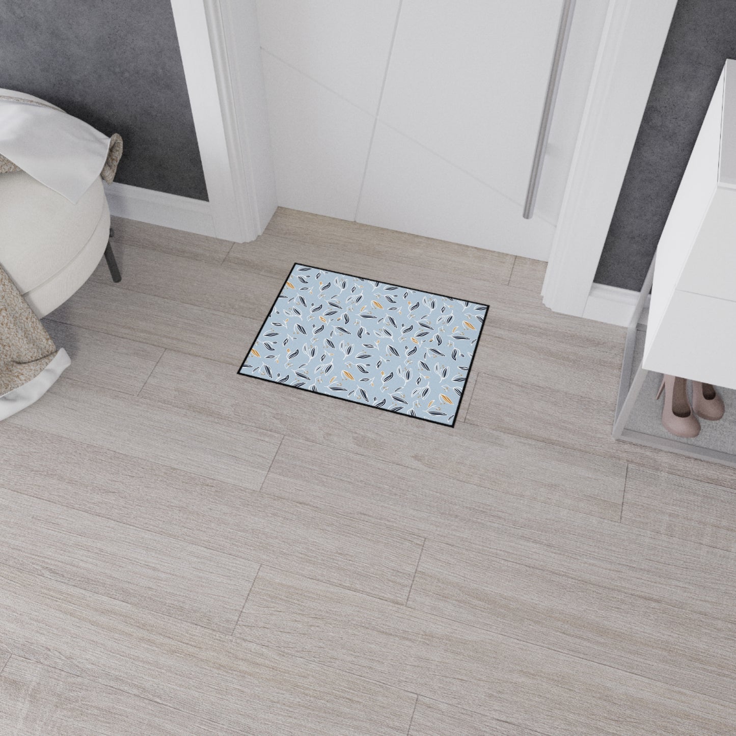 Leaf Pattern Heavy-Duty Floor Mat — Non-Slip Entry & Kitchen Rug