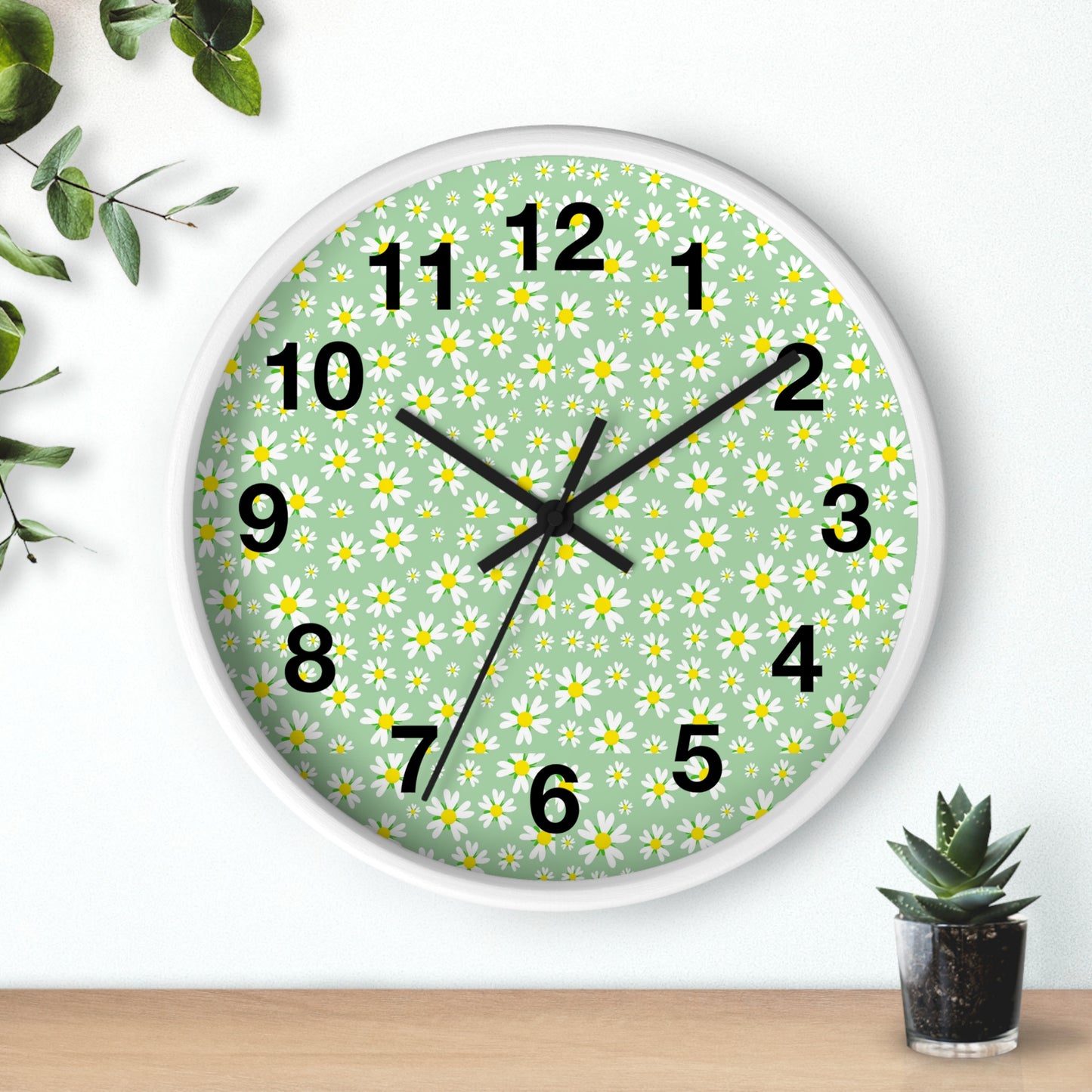Floral Wall Clock, Rustic Home Decor, Spring Wall Art, Flower Design Clock, Unique Timepiece for Living Room, Gift for Her