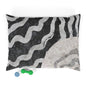 Abstract Wave Pattern Pet Bed — Plush Black & Gray Dog & Cat Cushion