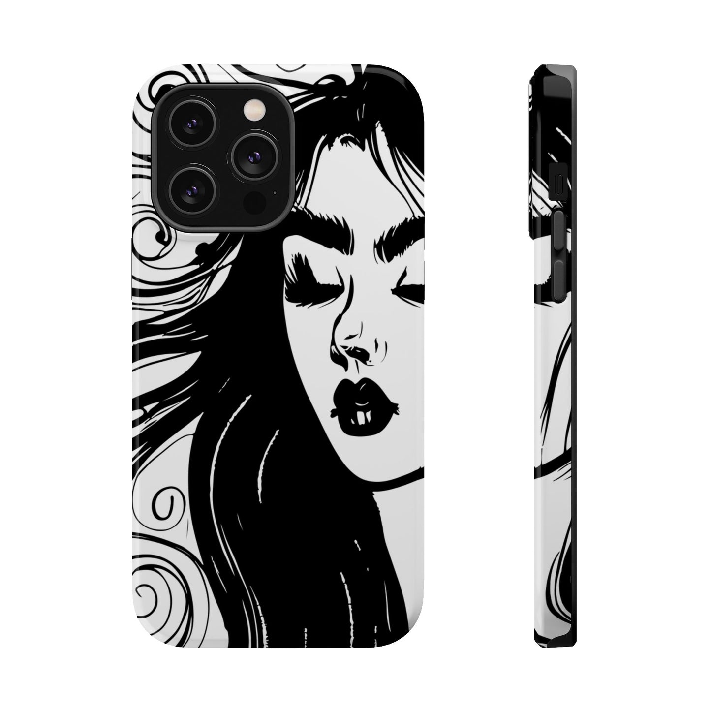 Artistic Black & White Portrait Phone Case — Magnetic Impact-Resistant