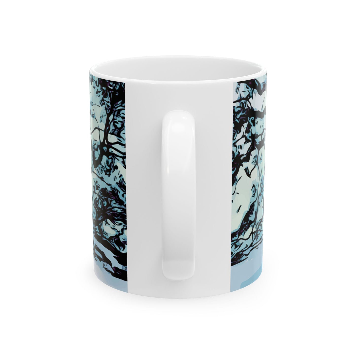 Winter Oak Tree Ceramic Mug — Scenic Snowy Tree Coffee Cup (11oz, 15oz)