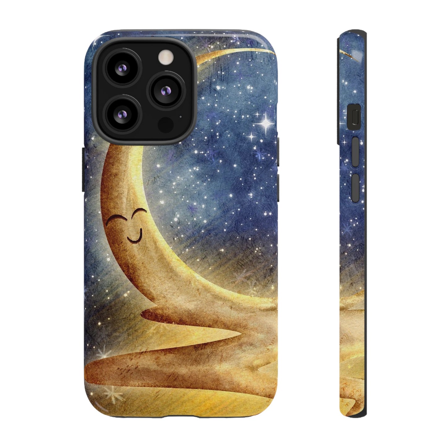 Moonlit Smile Phone Case — Starry Night Crescent Moon iPhone Cover