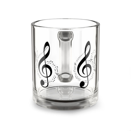 Musical Glass Mug, 10oz - Perfect for Coffee, Tea, Gifts for Music Lovers, Home Decor, Party Favors, Unique Drinkware