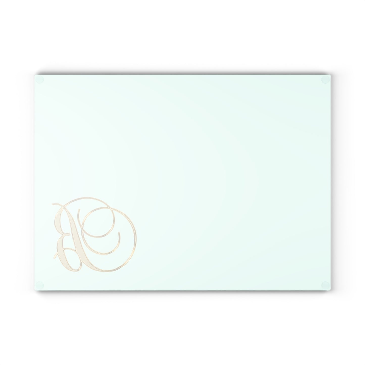 Monogram Glass Cutting Board – Elegant Gold 'B' on Mint or Clear