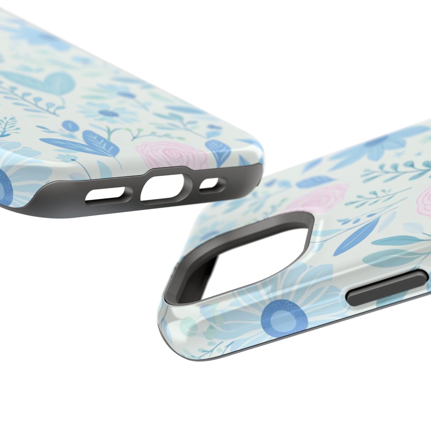 Floral Pastel Magnetic Impact Phone Case — Blue & Pink Botanical Design