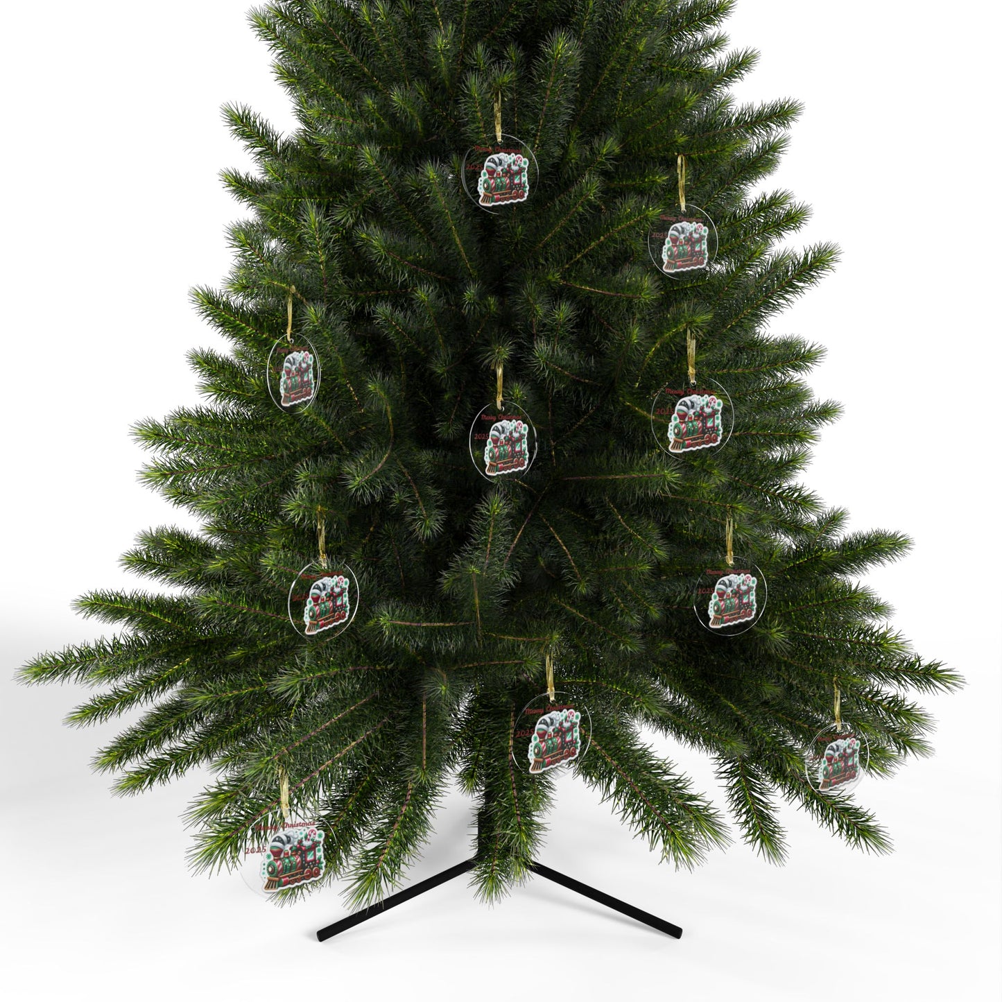 Christmas Train Acrylic Ornament — “Merry Christmas” Holiday Tree Decoration