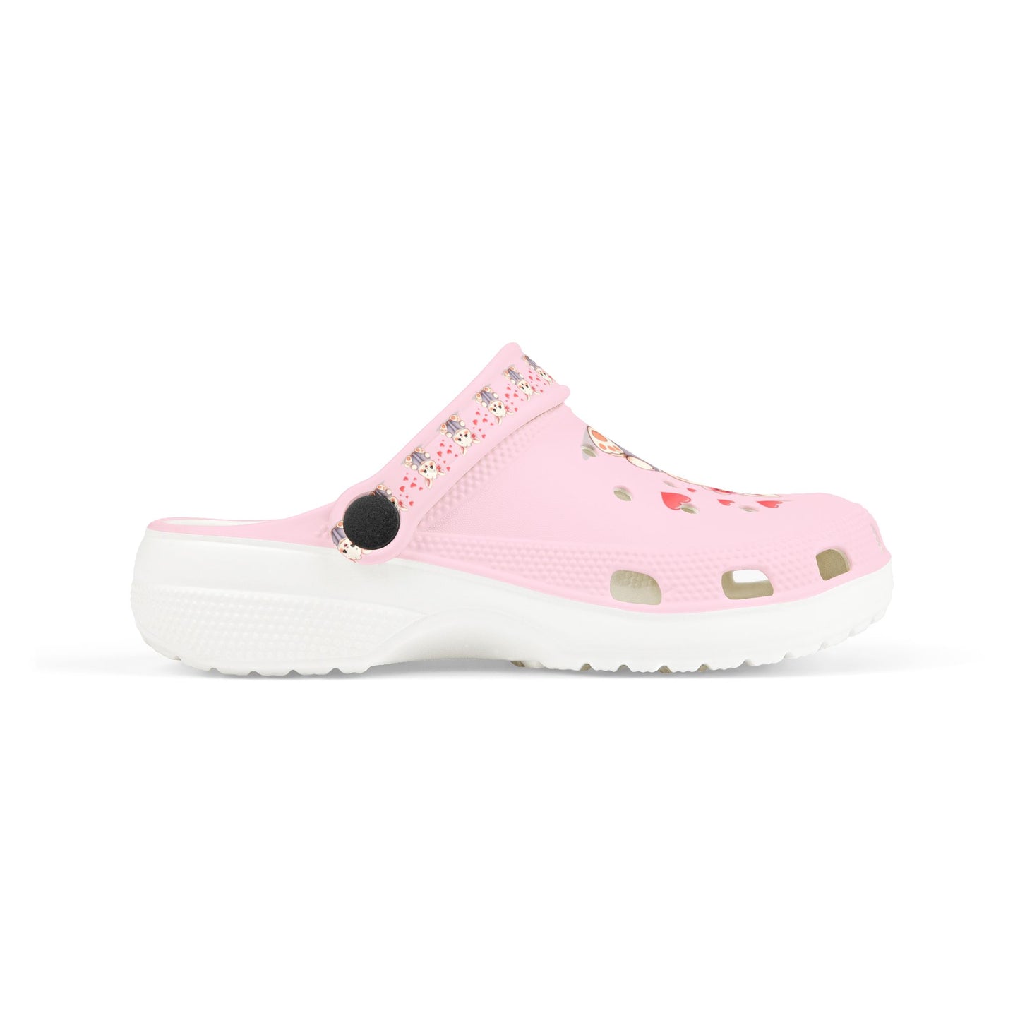 Kids Pink Bunny Clogs — Cute EVA Foam Slip-On Shoes with Hearts