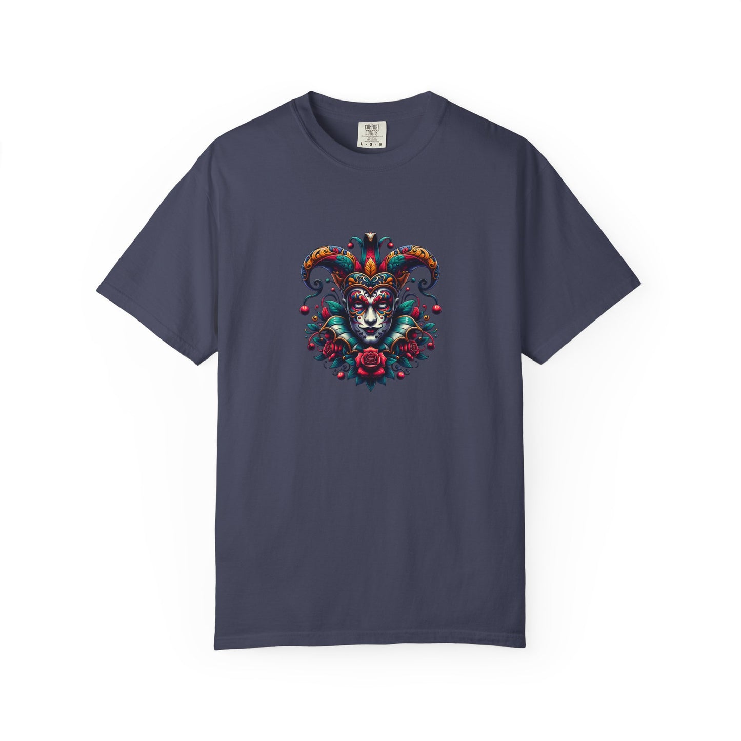 Vibrant Graphic Unisex T-Shirt with Floral Mask Design, Casual Wear, Festival Outfit, Gift for Friends, Unique Fashion Statement