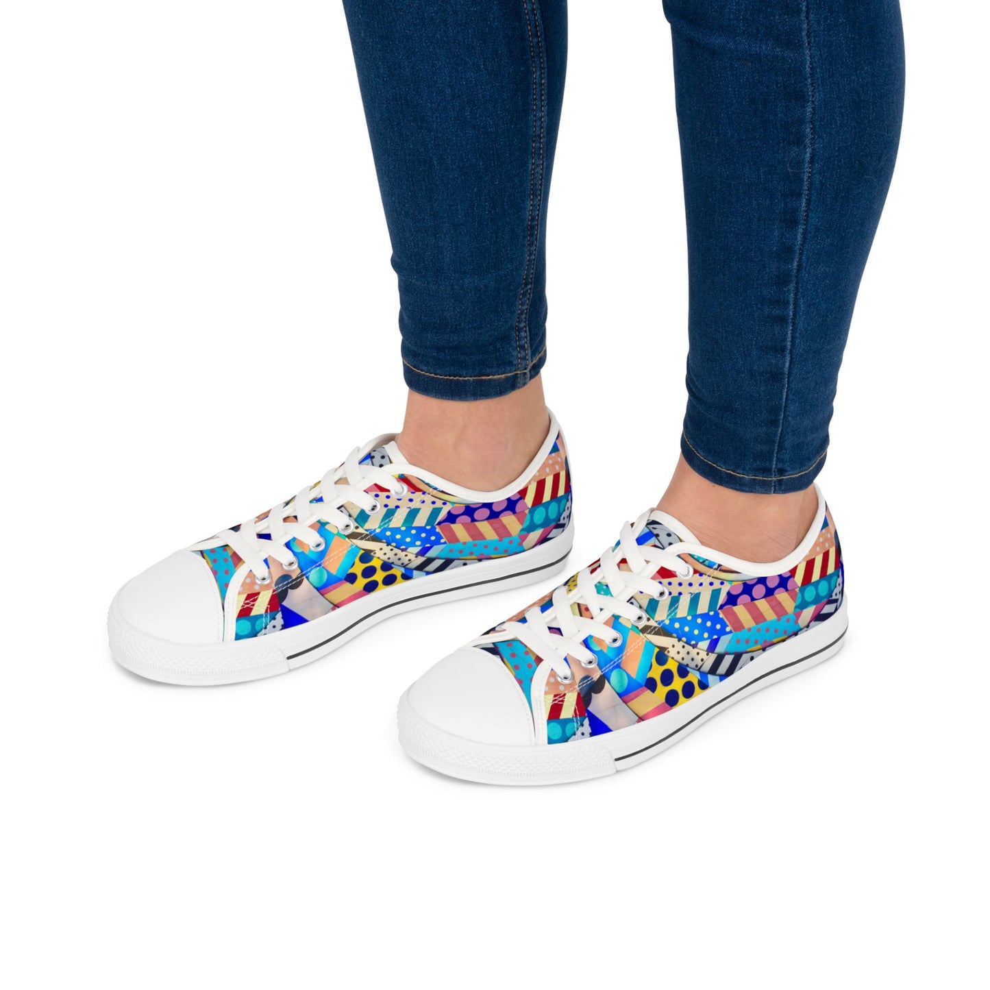 Colorful Abstract Pattern Low Top Sneakers – Bold Geometric Print