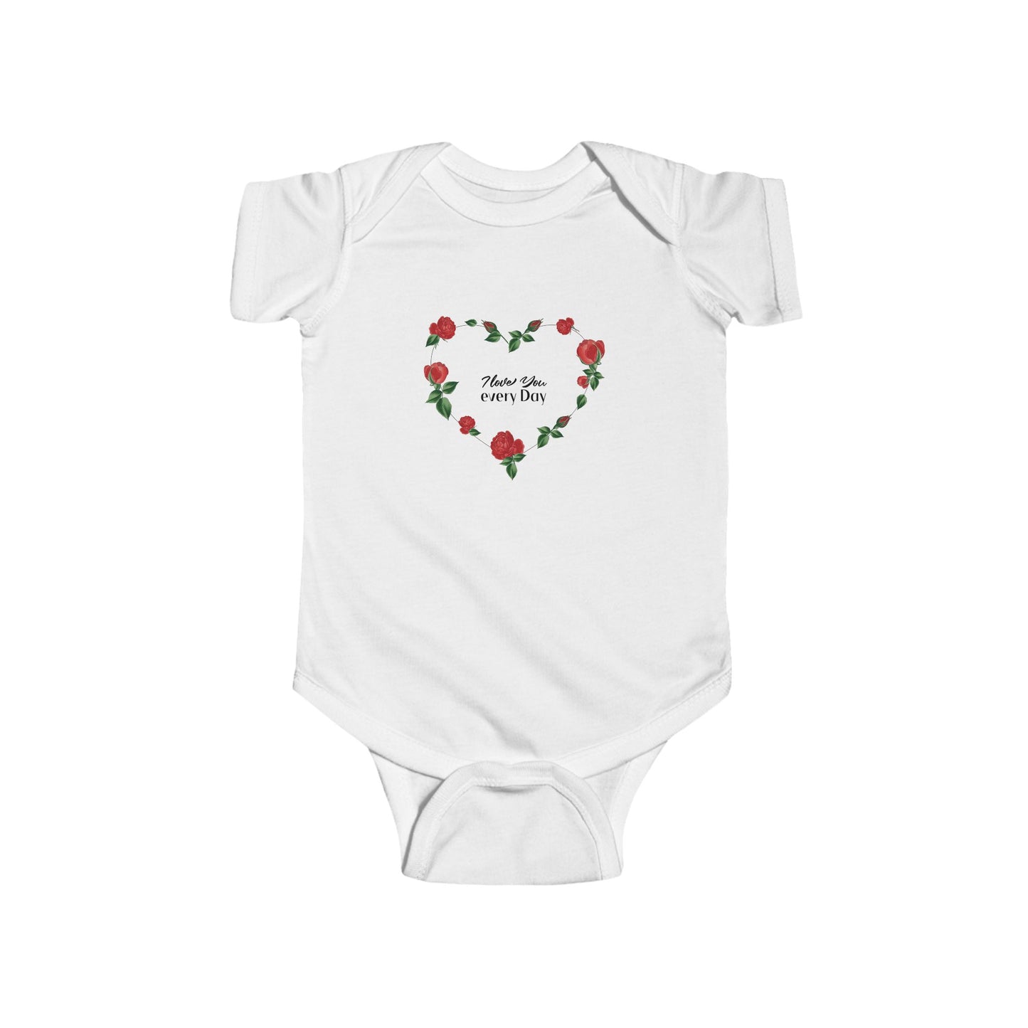 Infant Bodysuit I love you everyday Rose Heart Baby Onesie