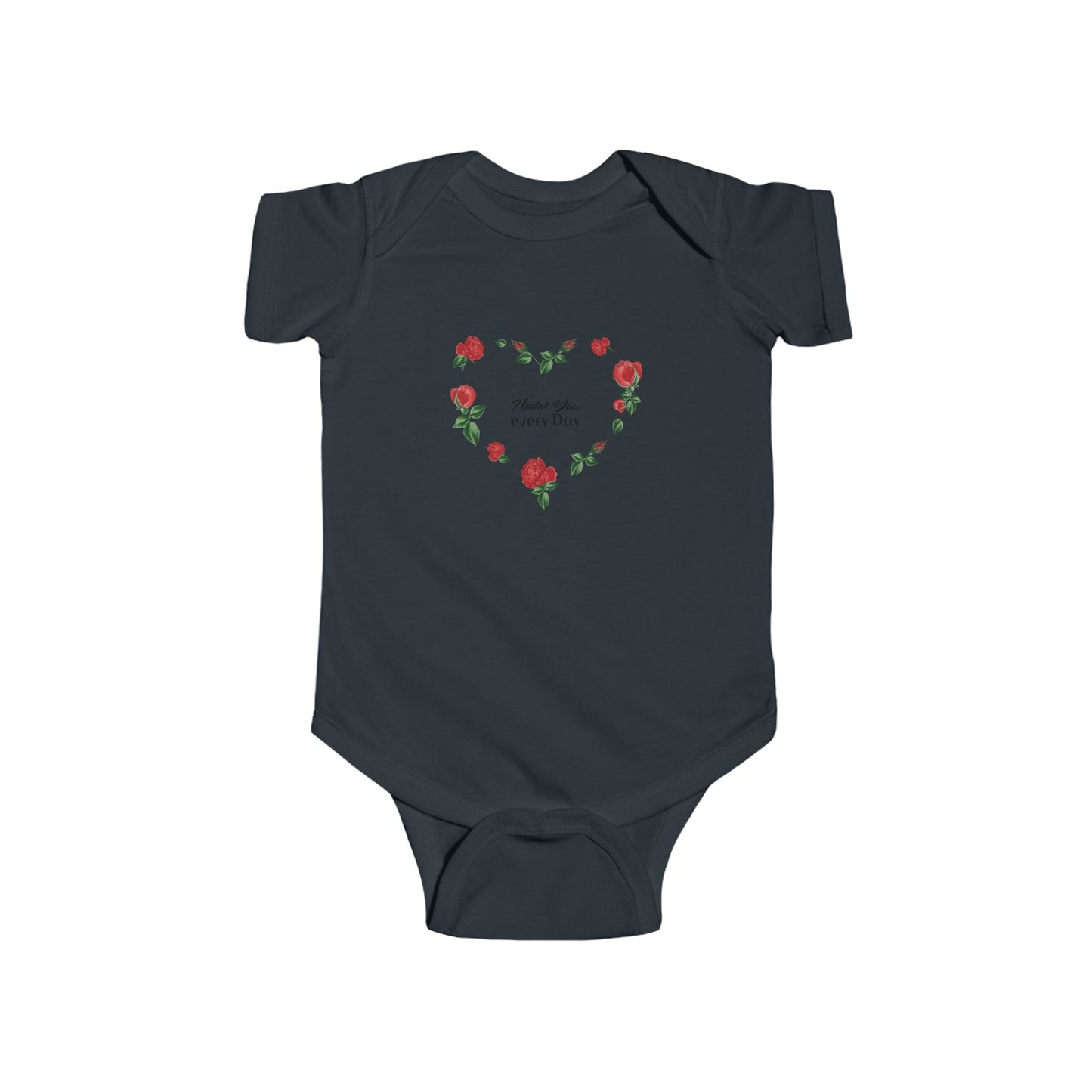 Infant Bodysuit I love you everyday Rose Heart Baby Onesie