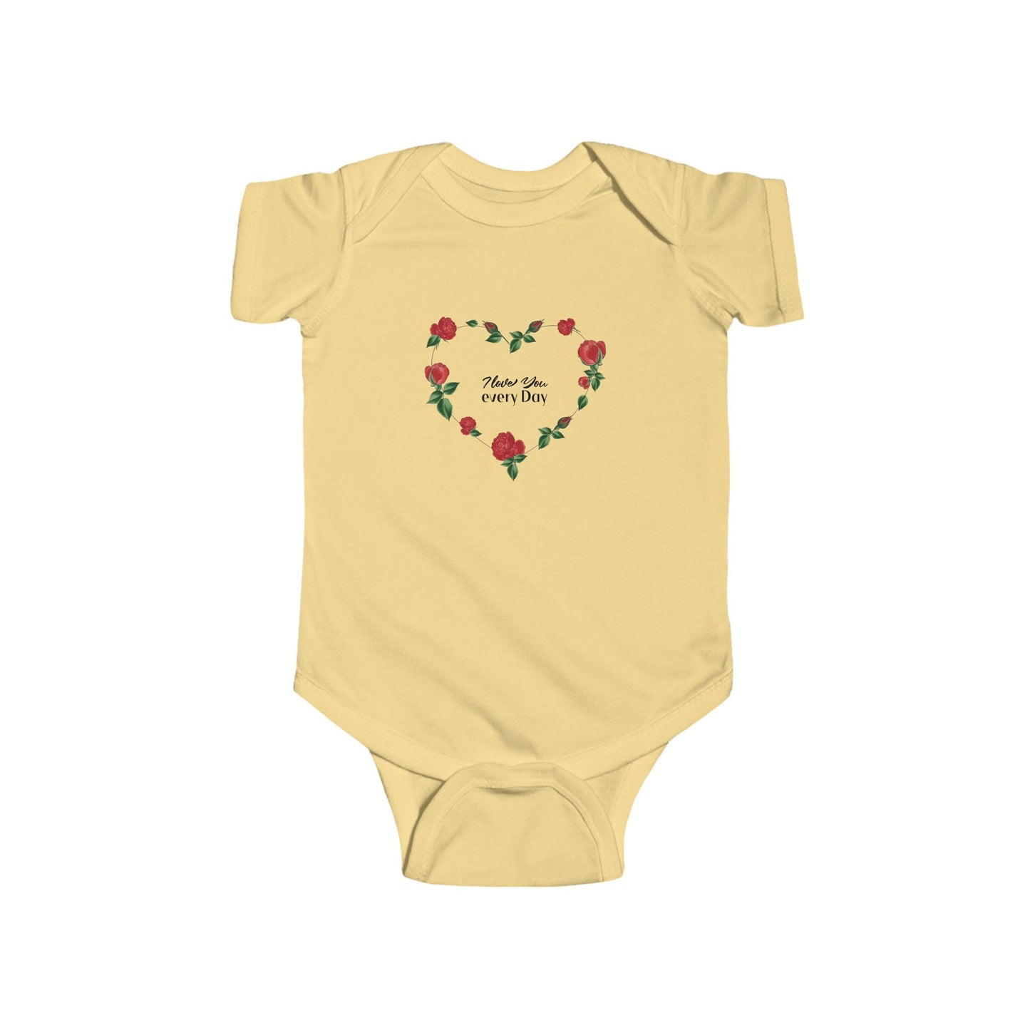 Infant Bodysuit I love you everyday Rose Heart Baby Onesie