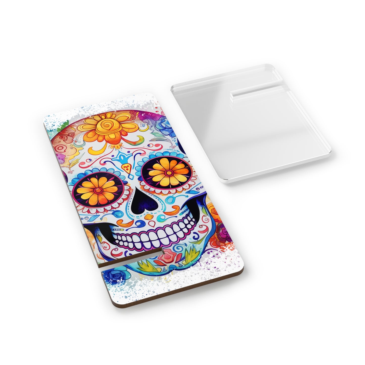 Sugar Skull Smartphone Stand — Colorful Day of the Dead Mobile Display Stand