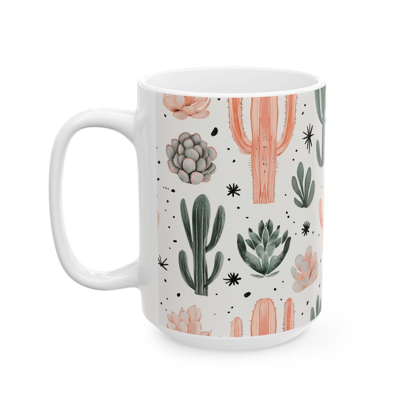 Cactus & Succulent Ceramic Mug — Pastel Desert Plant Coffee Cup (11oz, 15oz)