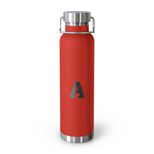 Personalized Copper Insulated Water Bottle, 22oz - Letter A