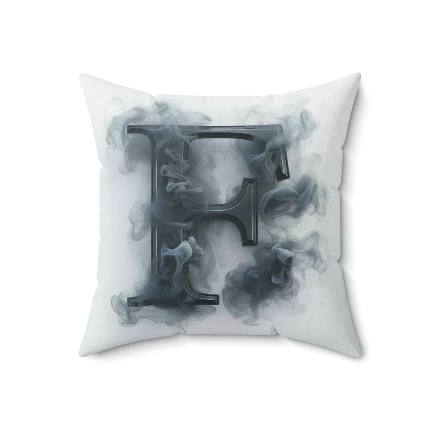 Smoky Letter 'F' Decorative Throw Pillow — Monogram Initial Accent Cushion