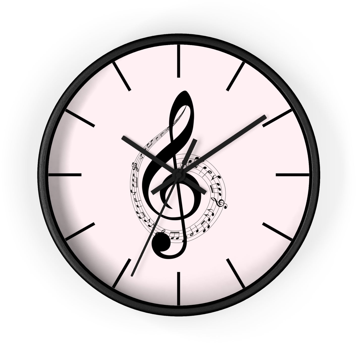 Musical Treble Clef Wall Clock — Pink Music Note Timepiece for Music Lovers