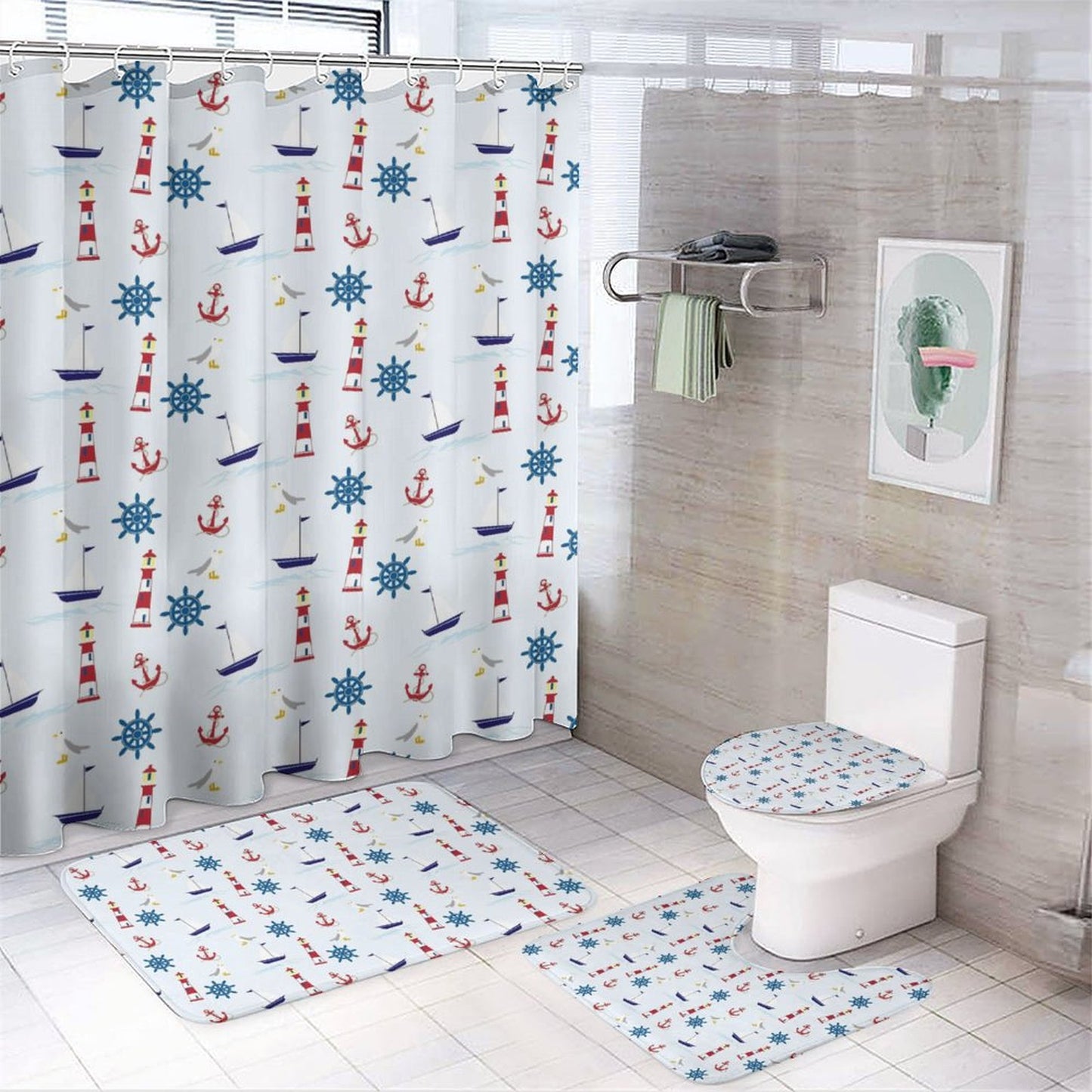 Bathroom 4-Piece Set(One-sided Printing)