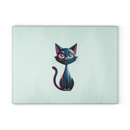 Cute Cat Glass Cutting Board, Kitchen Decor, Cat Lover Gift, Cat Theme Cooking, Pet Owner Accessories, Unique Kitchenware