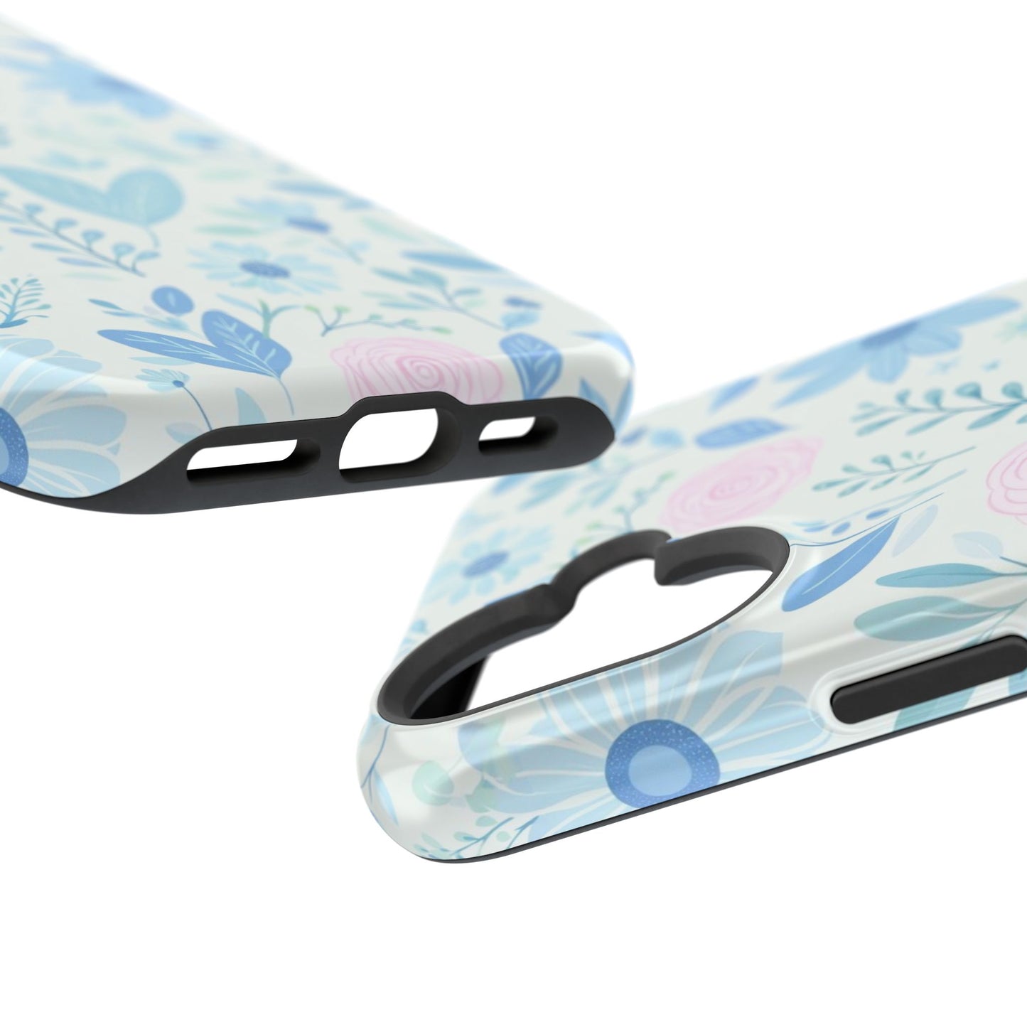 Floral Pastel Magnetic Impact Phone Case — Blue & Pink Botanical Design