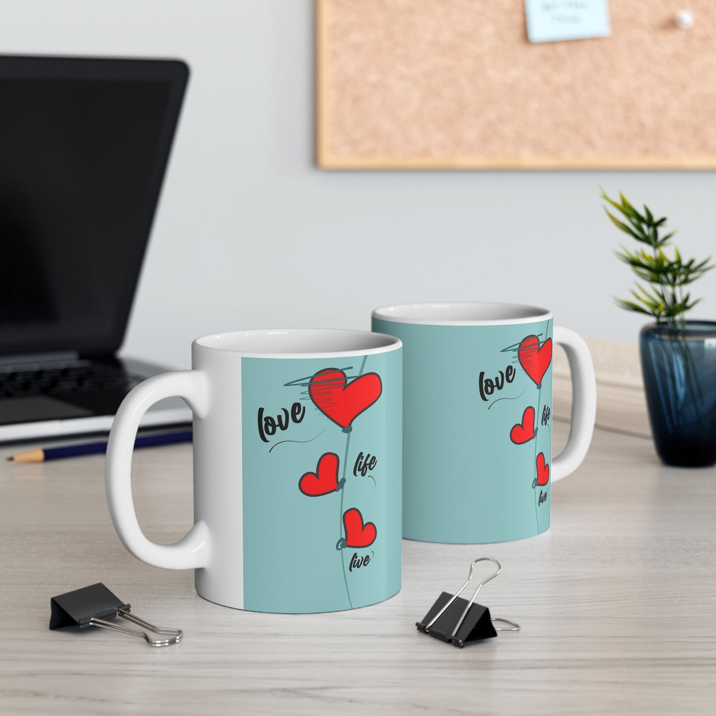 Love Every Moment Ceramic Mug (11oz, 15oz) – Heart Illustration Gift Mug