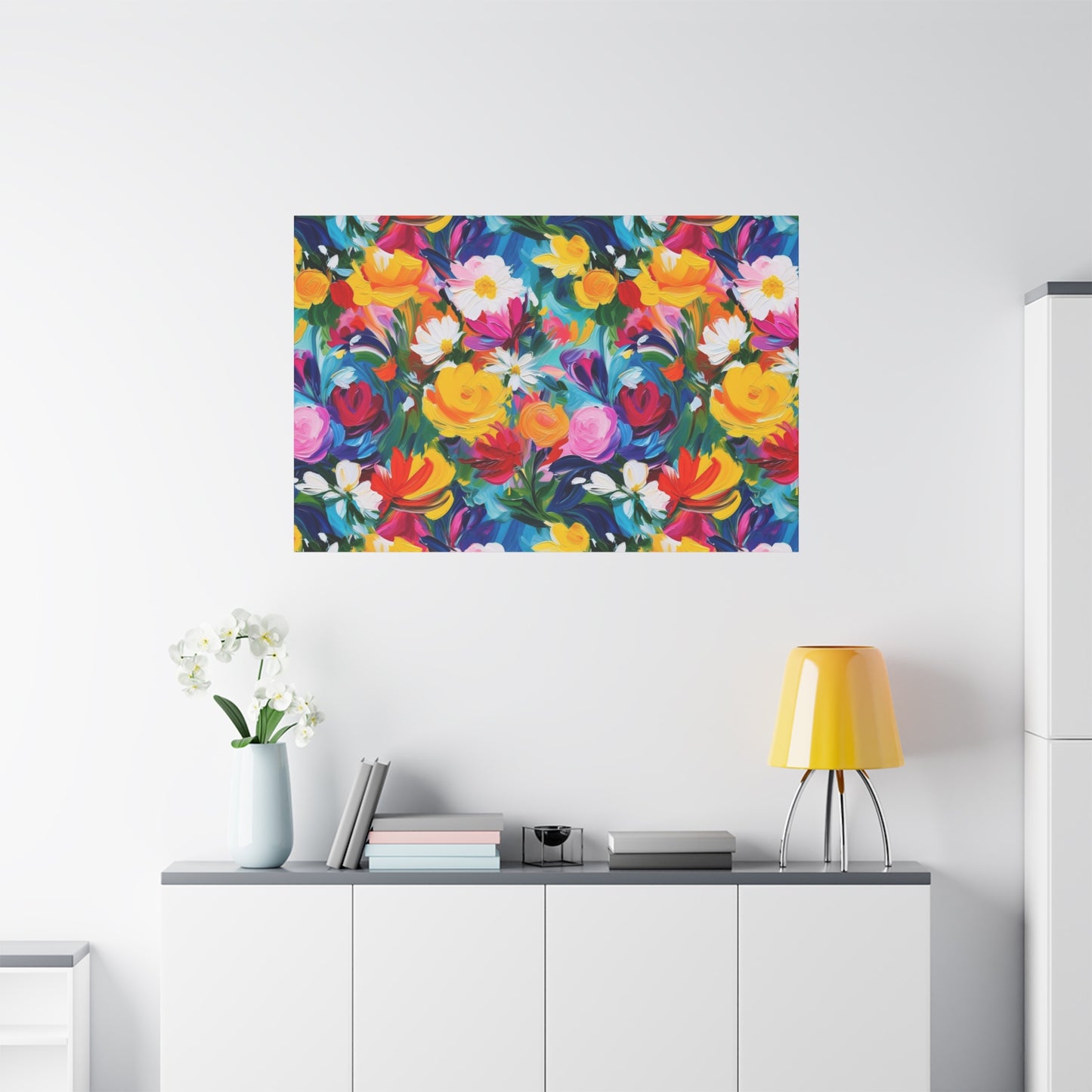Vibrant Floral Matte Canvas Wall Art — Colorful Garden Print, Stretched 1.25"