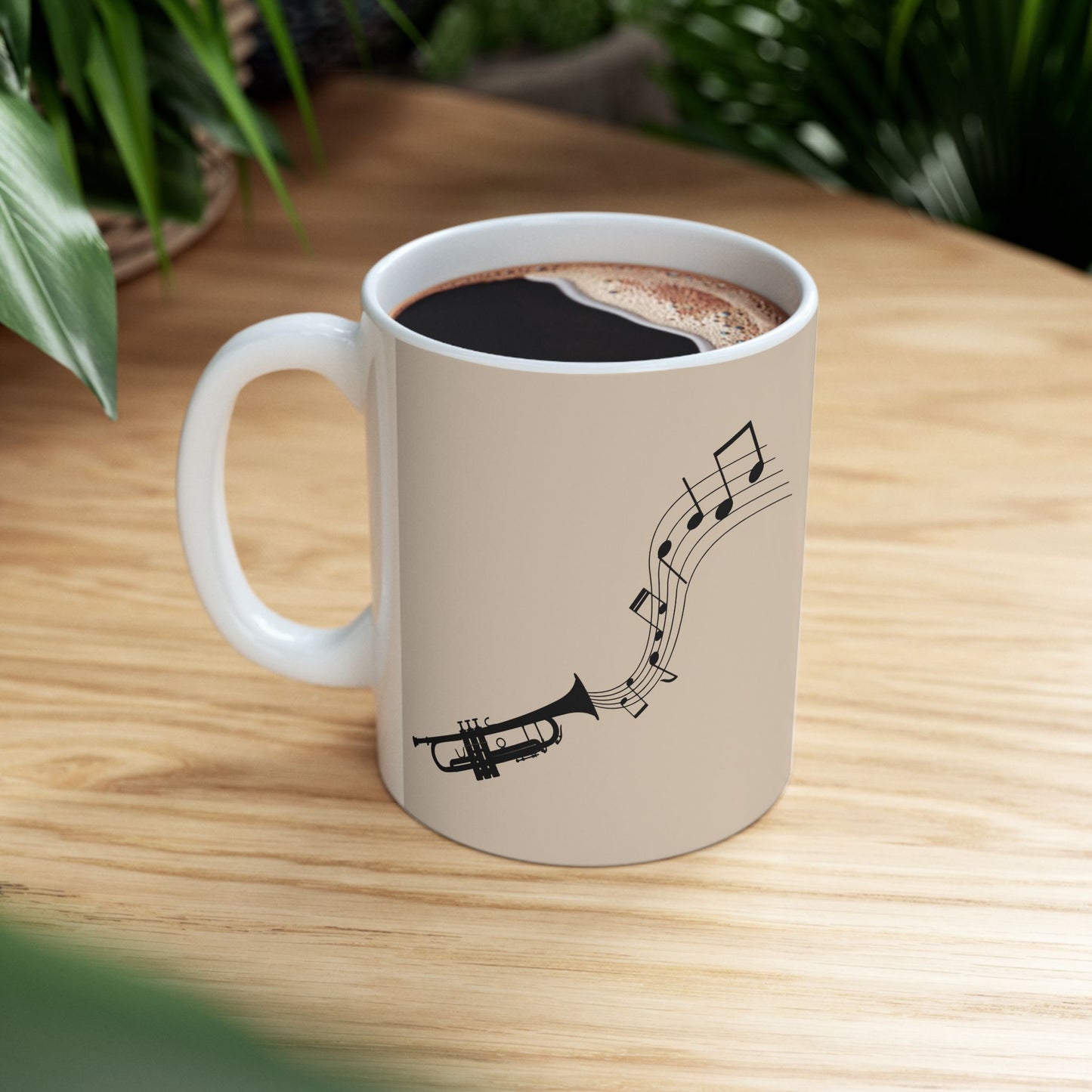 Trumpet Notes Ceramic Mug — Musical Instrument Coffee Cup (11oz/15oz)