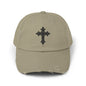 Cool Distressed Cap for Trendy Looks, Vintage Hat, Adjustable Cap, Cross Design, Casual Accessories