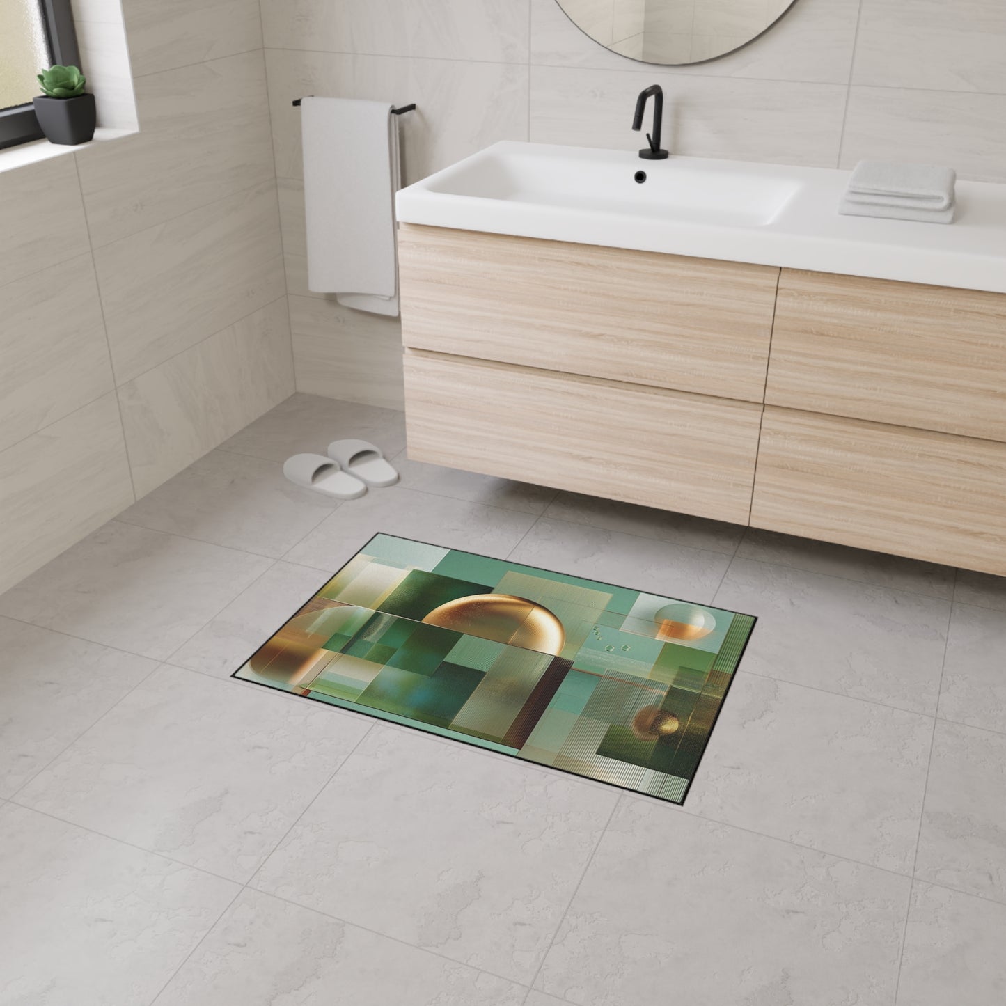 Geometric Gold Sphere Heavy-Duty Floor Mat
