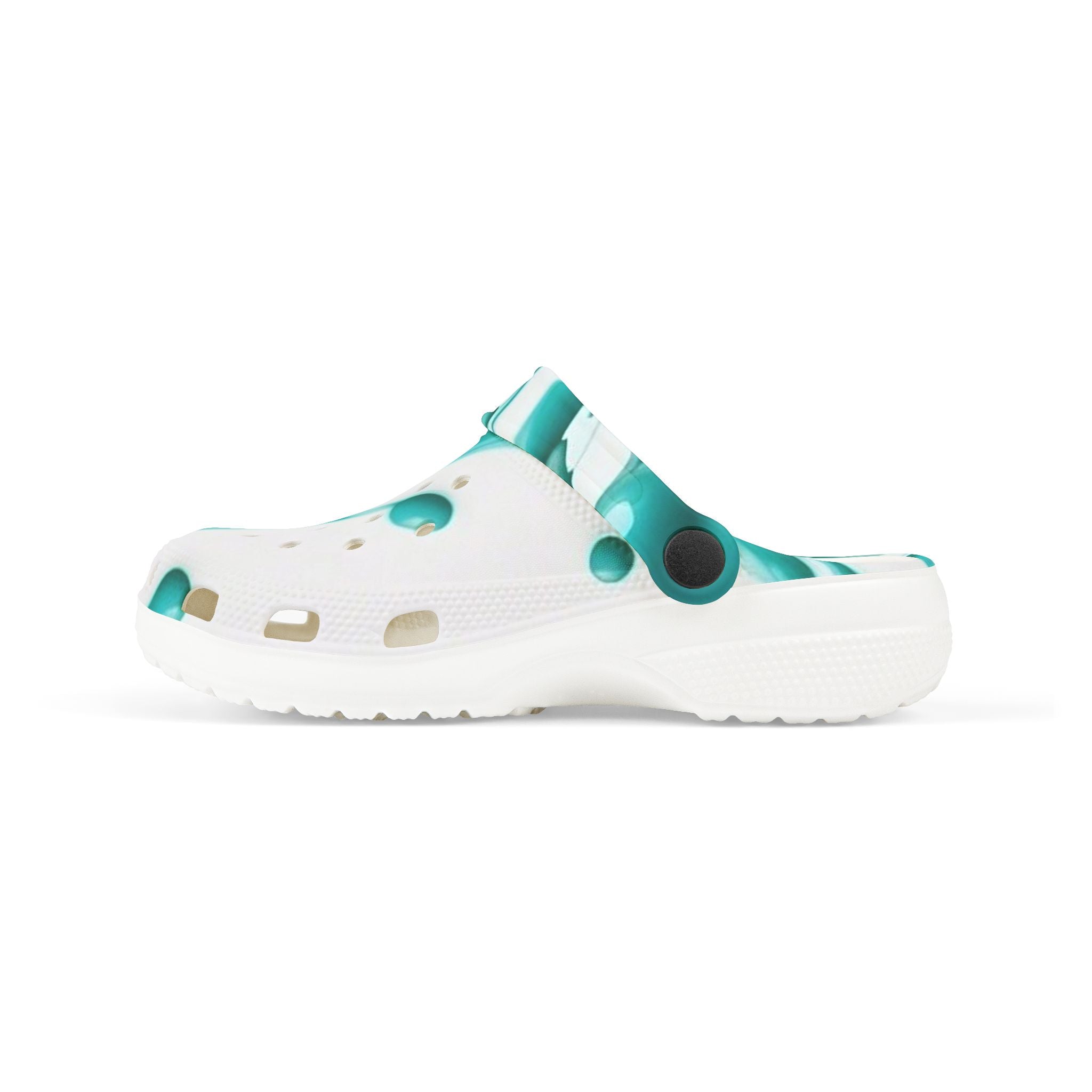 Kids Marble Aqua Foam Clogs — Watercolor Teal Slip-On Sandals