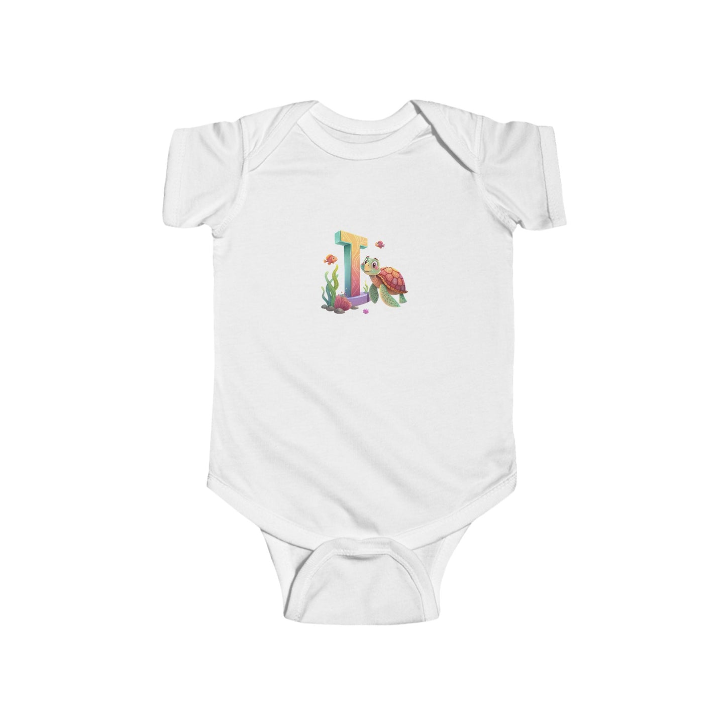 Whimsical Floral Baby Bodysuit - Letter I