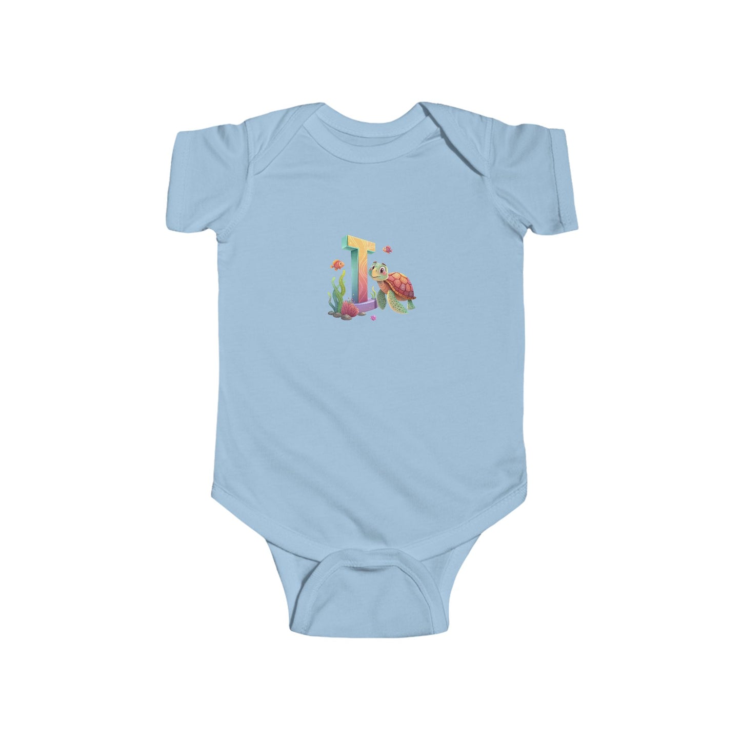 Whimsical Floral Baby Bodysuit - Letter I