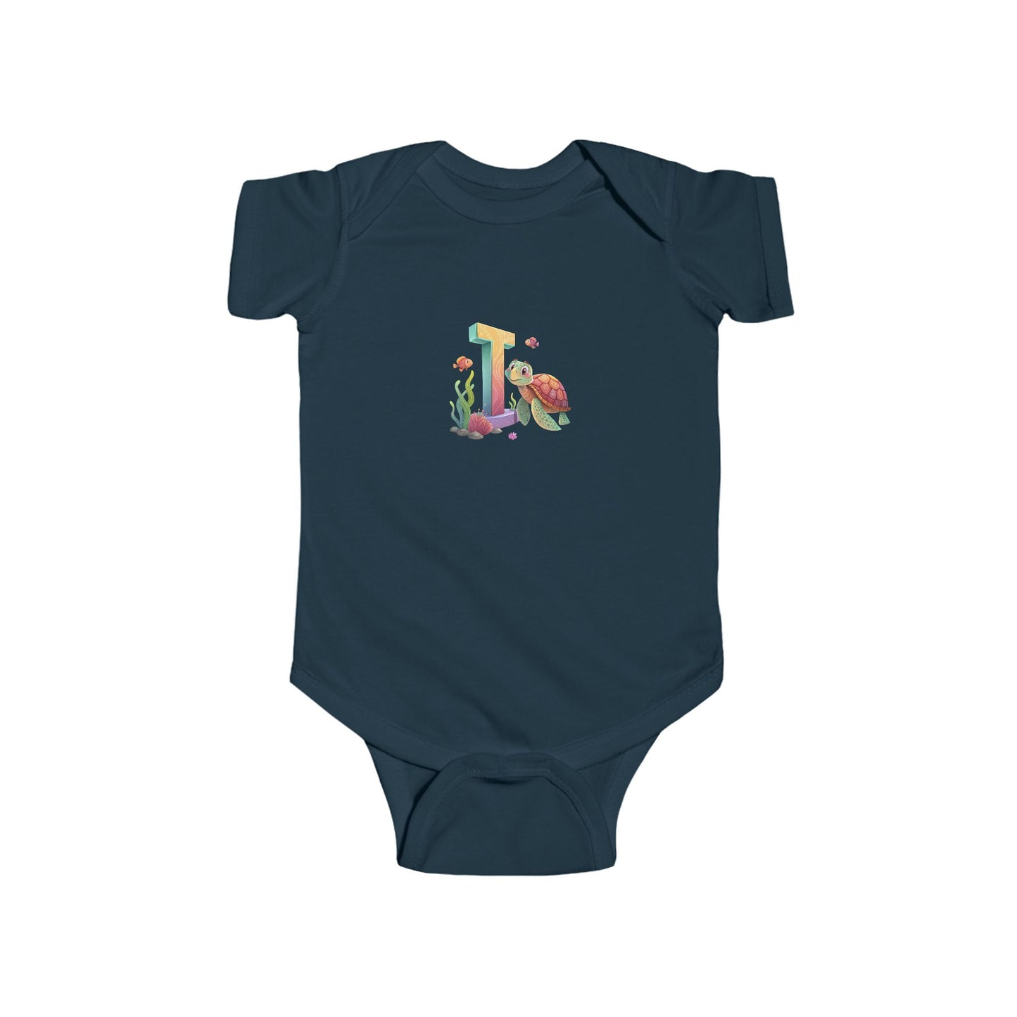 Whimsical Floral Baby Bodysuit - Letter I