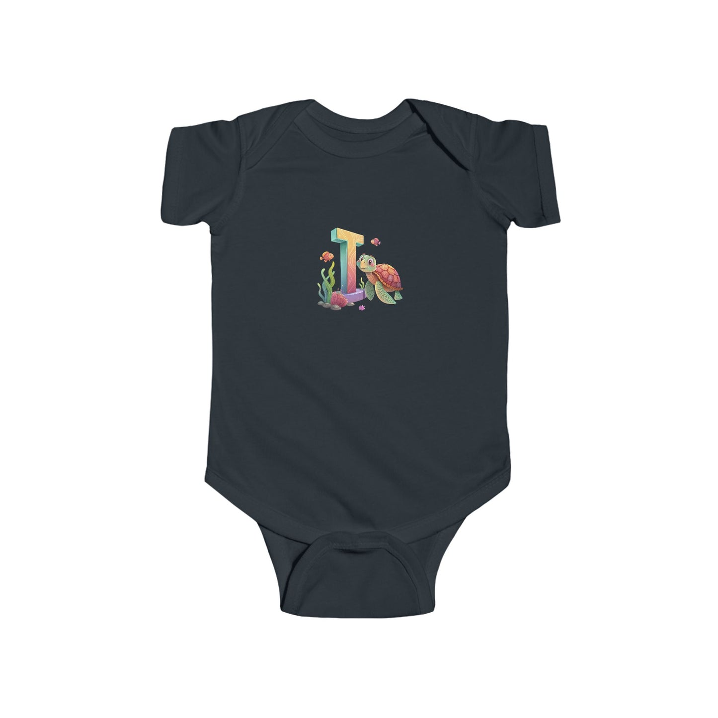 Whimsical Floral Baby Bodysuit - Letter I